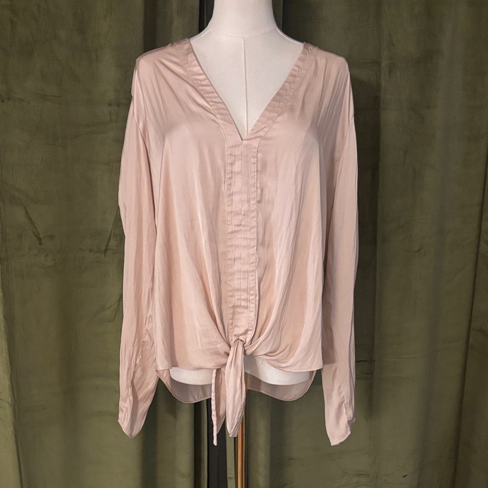 Alexis Light Pink Tie-Front Blouse, L